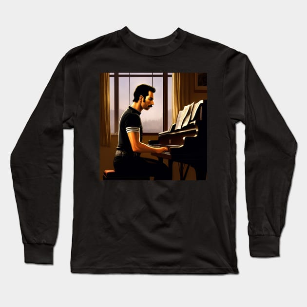 A Singer Legend Is Playing The Piano Long Sleeve T-Shirt by neogu